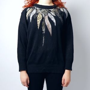 1980s Vintage Textured Animal Print Lace Sweater